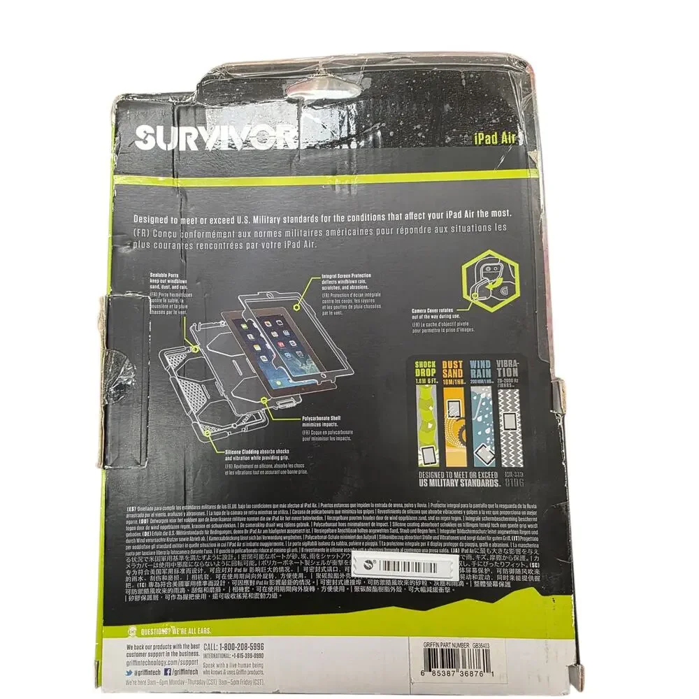 Griffin Survivor Case iPad Air (1st Gen) - Black/Blue, Military Grade Protection